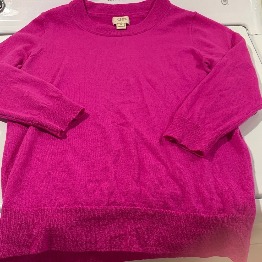 J. Crew Factory Vibrant Pink Crew Neck Sweater